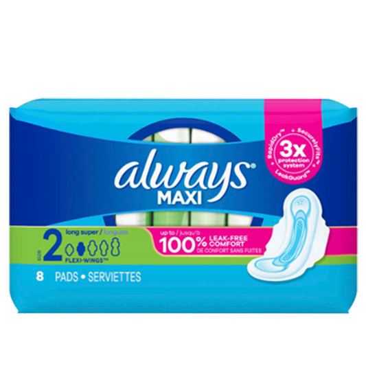 Always Maxi Pads with wings (Size 2, Super Long)