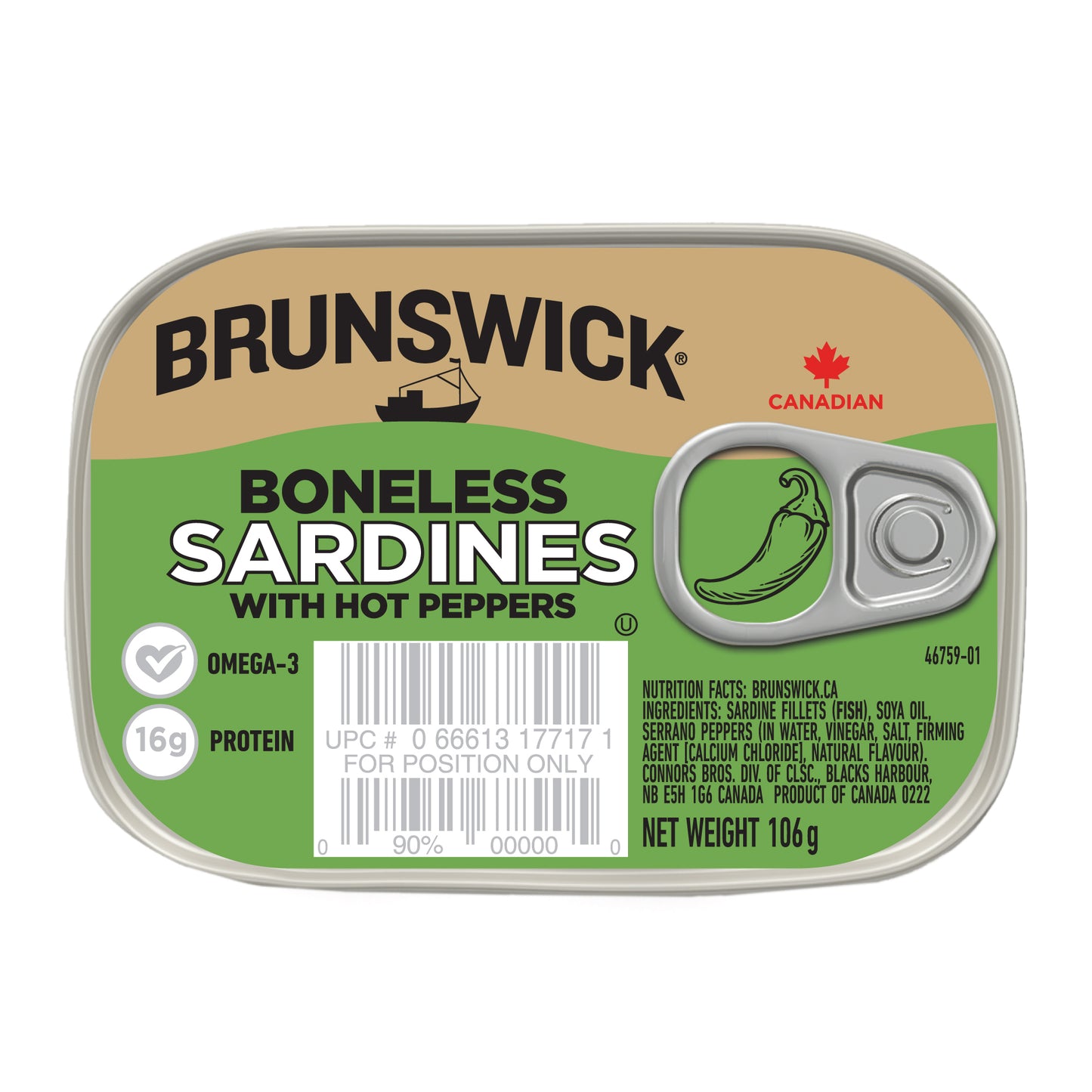 Boneless Brunswick Sardine in Soya oil 106g